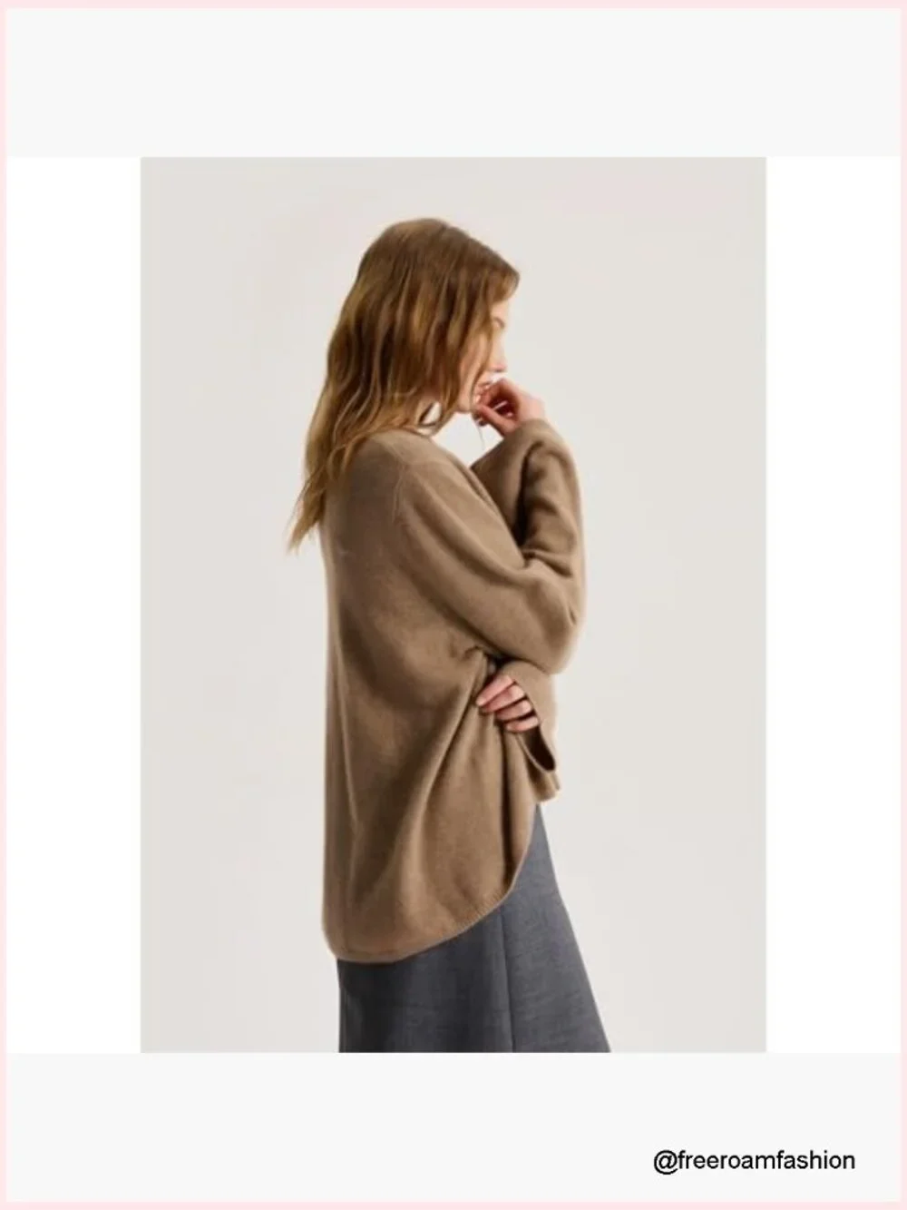 Loose Fit 7-Gauge Cashmere Crewneck Sweater Pullover Undyed Eco-Friendly - Picture 7 of 7